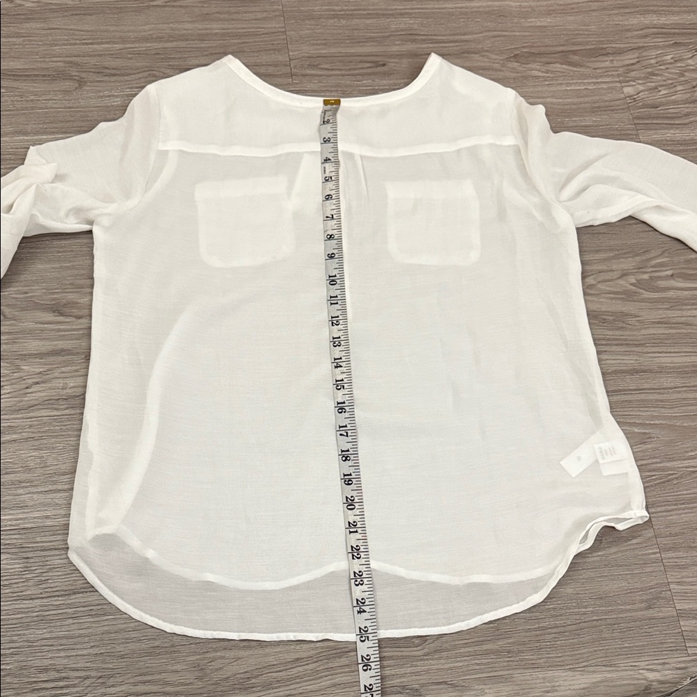 LOFT Ann Taylor Ivory Button-Front Blouse Size M - Picture 10 of 10